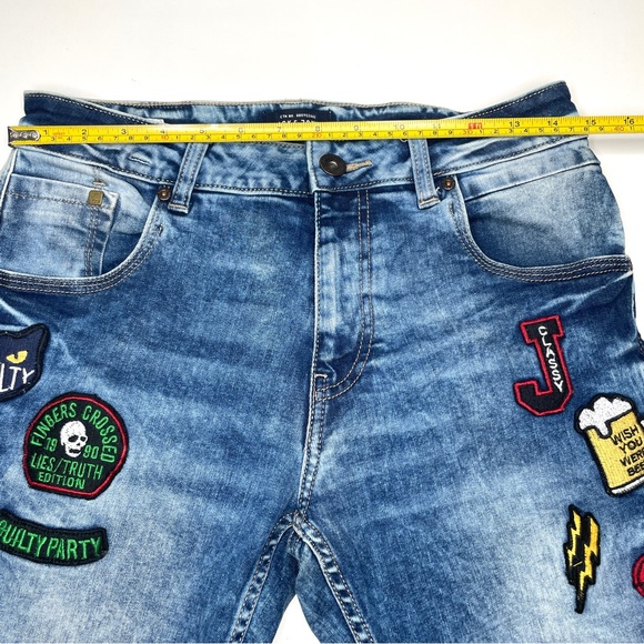 Jack & Jones Slim Fit Patchwork Jeans Sz 30 - Picture 14 of 16